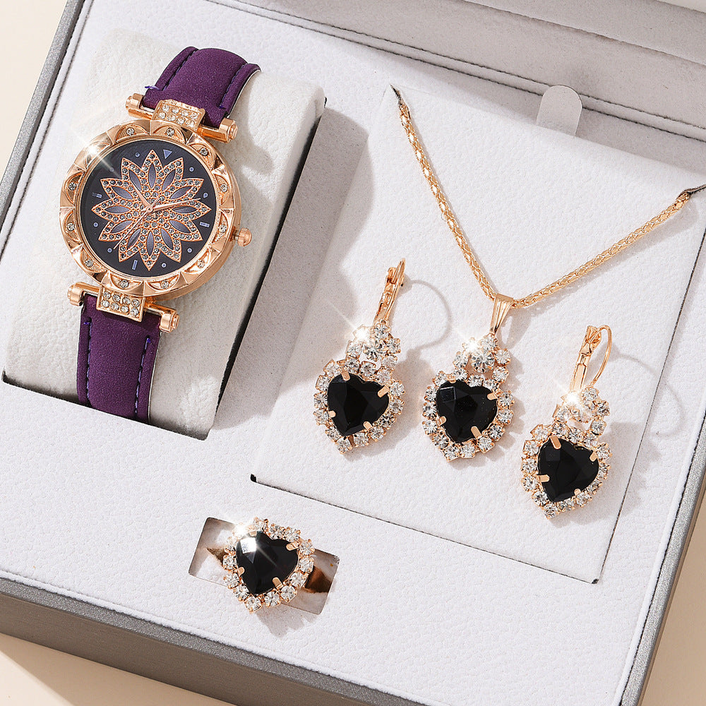 Women's White Watch and Bracelet Set - Quartz