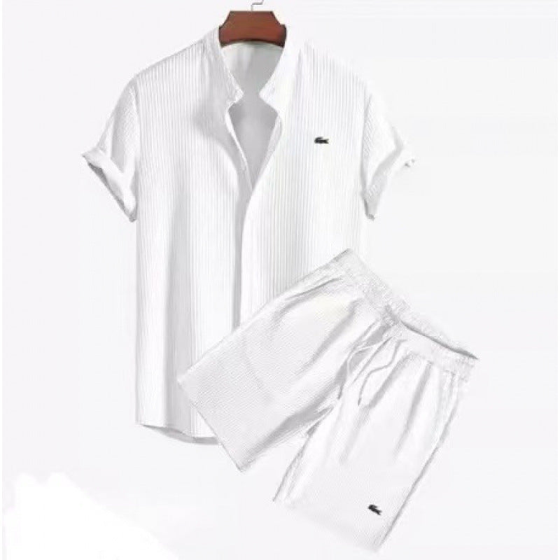 Men's Black & White Striped Hawaiian Shirt | Aladinae