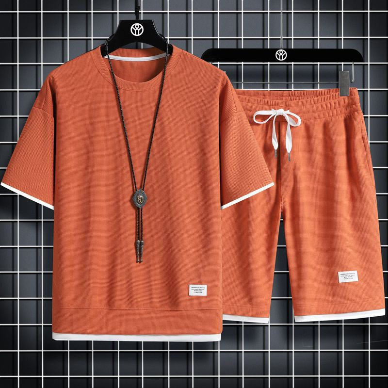 Men's Waffle Knit Casual Set – Shirt & Shorts | Aladinae
