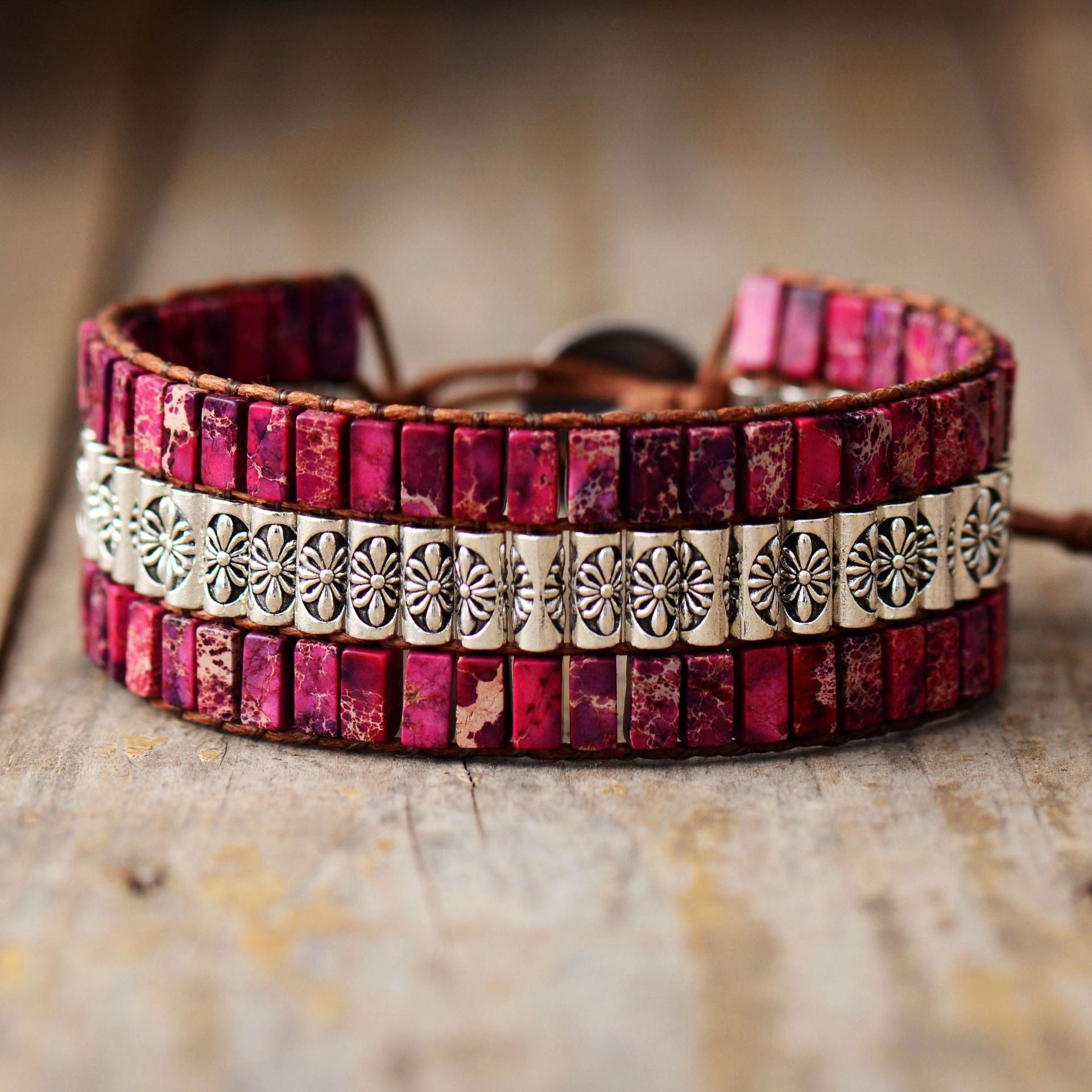 New Cross-border Handmade Beaded Bracelet Emperor Stone Antique Metal Bead Braided Jewelry European and American Popular Jewelry