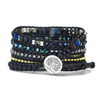 Amazon wish popular black retro braided Apple watch bracelet natural stone bead strap bracelet