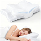 Amazon butterfly-shaped pillow for neck support, deep sleep, pressure relief, side sleeping, slow rebound memory foam pillow for cervical spine.