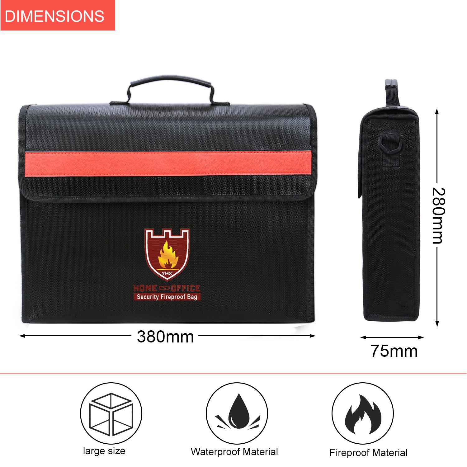 Amazon's hot-selling fireproof bag valuable document storage box waterproof flame retardant fireproof document bag