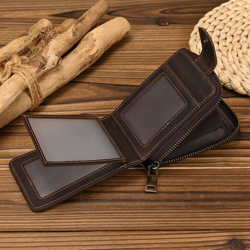 Genuine Leather Zipper Wallet – Large Capacity | Aladinae