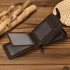 Genuine Leather Zipper Wallet – Large Capacity | Aladinae