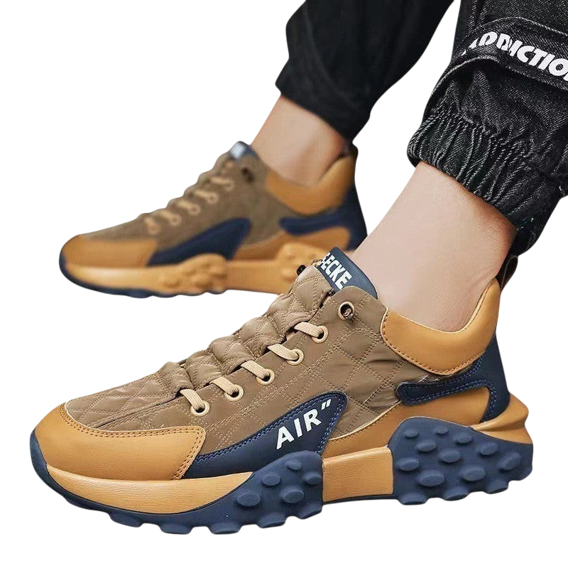 Men's Khaki Thick Sole Casual Sneakers | Aladinae