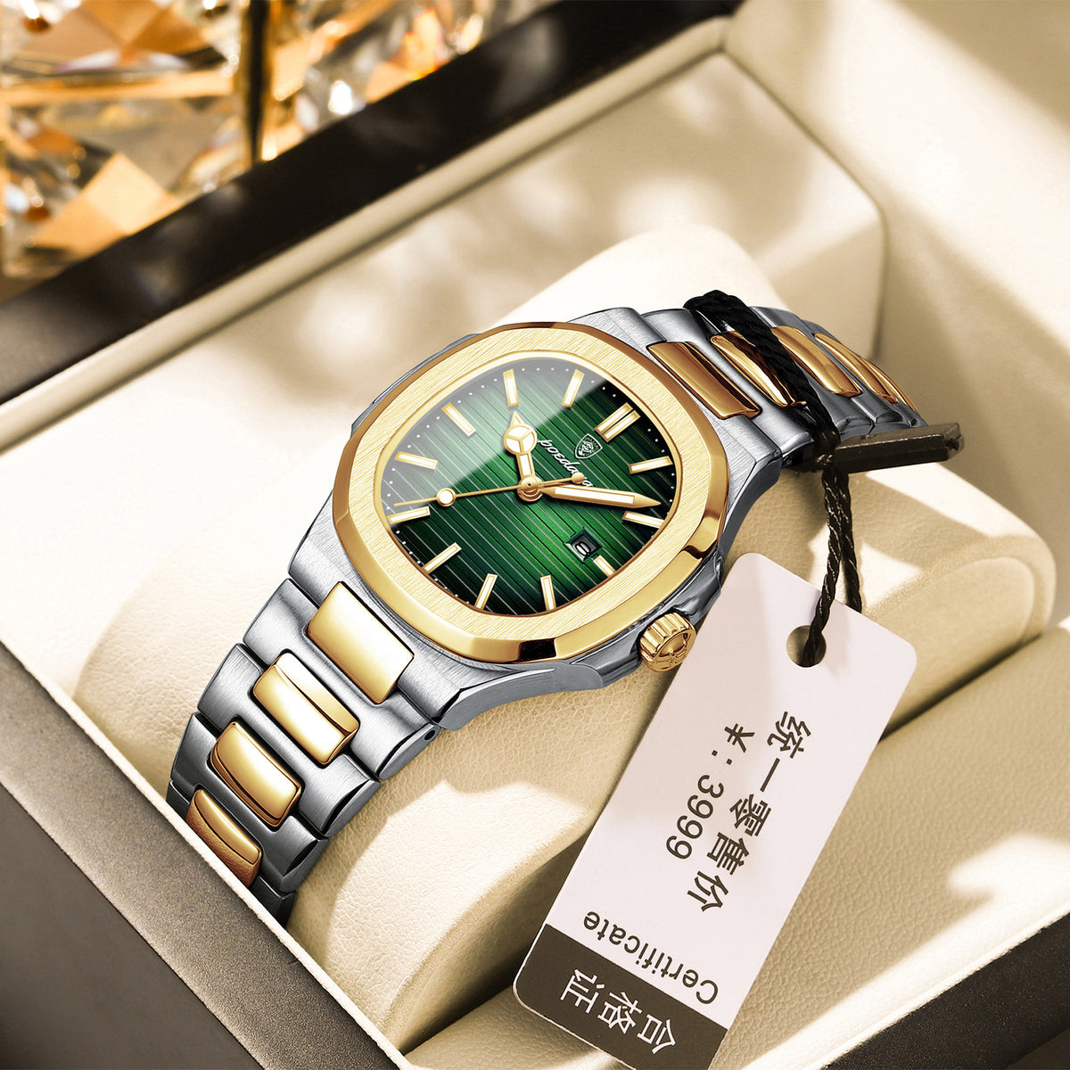 Women's Gold Blue Quartz Watch - Steel Band, Waterproof