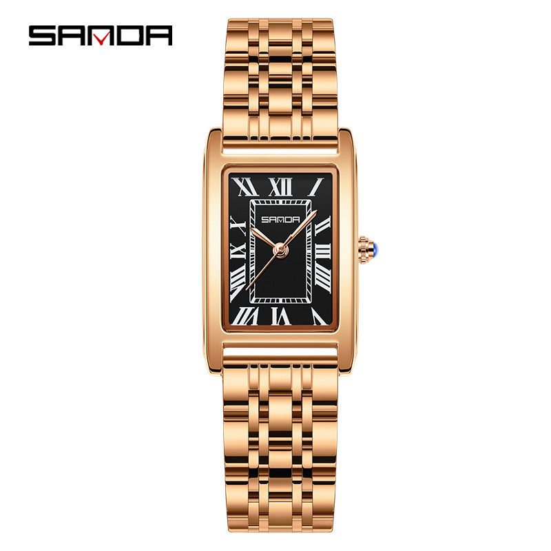 Men's Coffee Silver Rectangular Watch - Roman Numerals