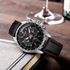 Men's Black Steel Multi-Hand Quartz Watch - Waterproof