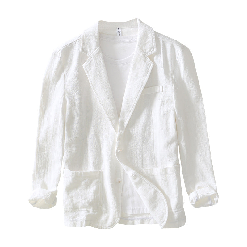 Men's 100% Linen Casual Blazer – White | Aladinae