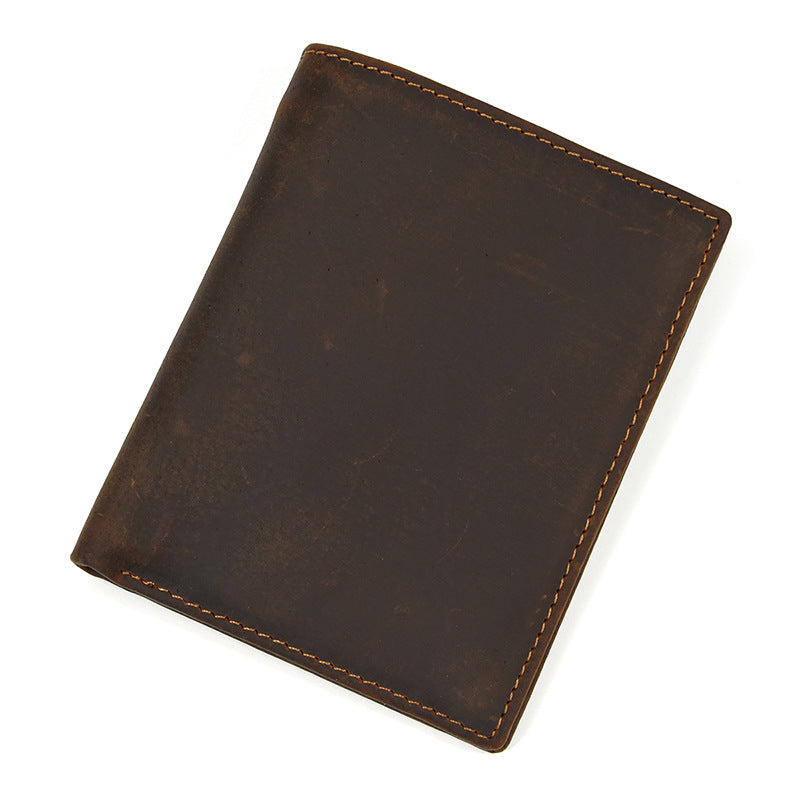 Men's Crazy Horse Leather Two-Fold Wallet | Aladinae