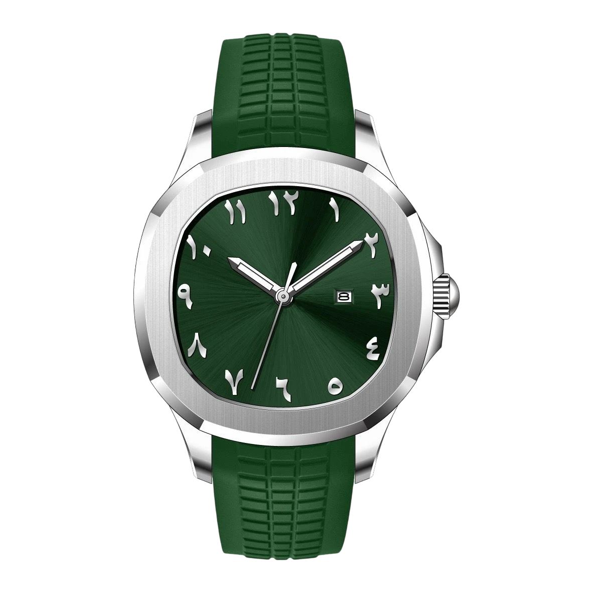 Men's Arabic Dial Sports Watch – Silicone Strap & Quartz | Aladinae