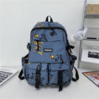School bag for boys, junior high school students, Korean version, large capacity, high school backpack, personalized graffiti school bag, female, simple campus backpack