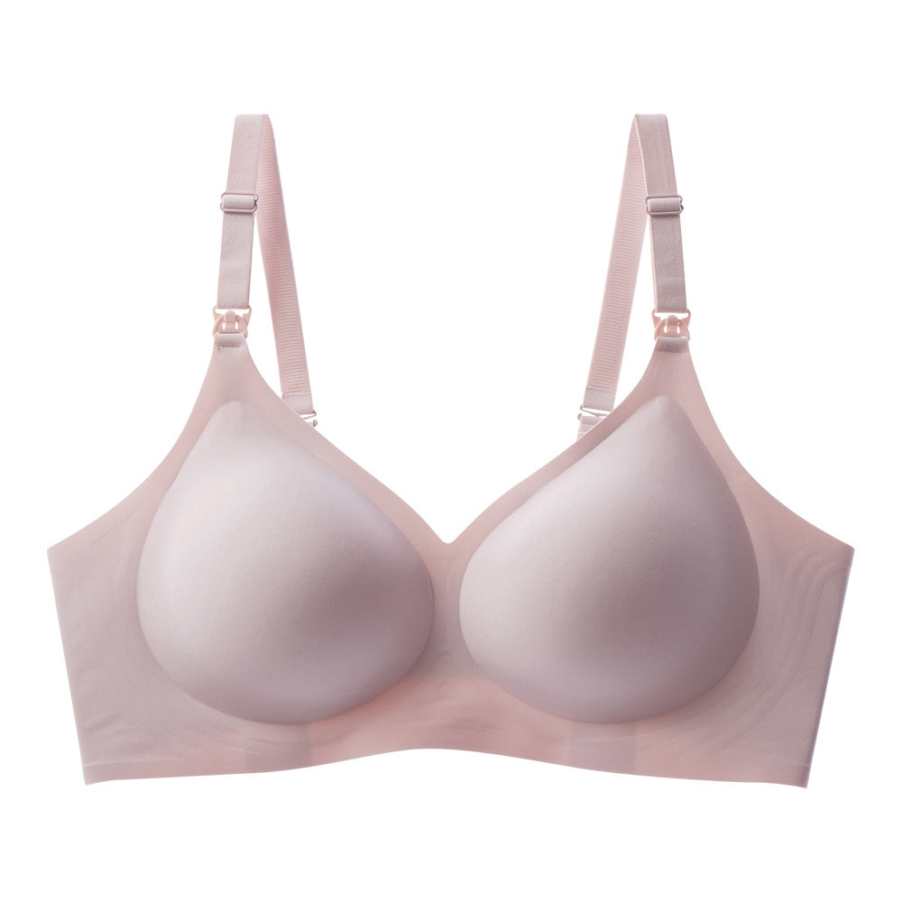 Amazon cross-border lingerie, European and American style, jelly-like, wire-free, comfortable, anti-sagging, plus-size nursing bra with padding.