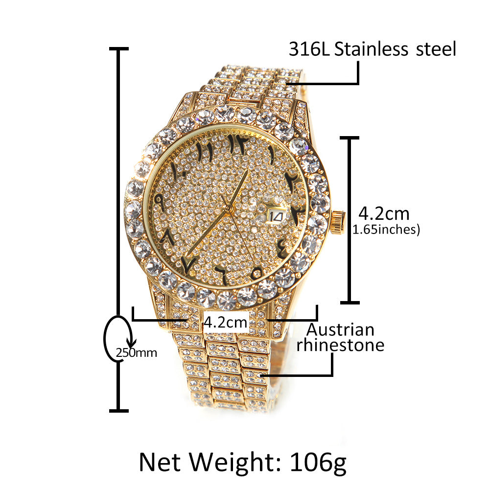Unisex Two-Tone Large Dial Watch - Calendar, Waterproof