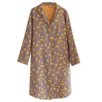 Women's cotton long-sleeved nightgown, simple plus size, double-layer gauze home dress, retro long-sleeved dress, perfect for spring and summer.