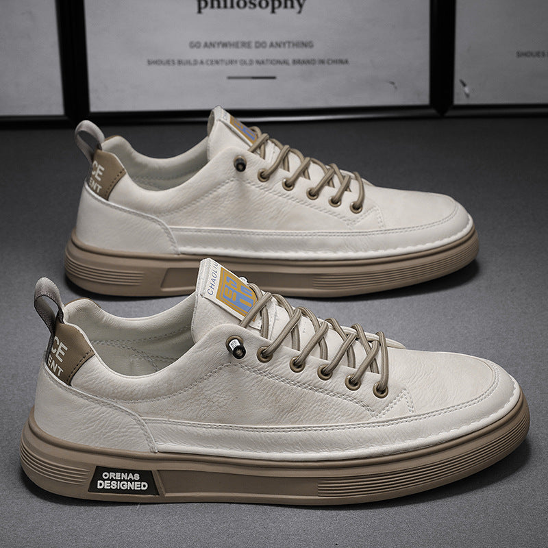 Men's Beige Slip-On Leather Casual Shoes | Aladinae