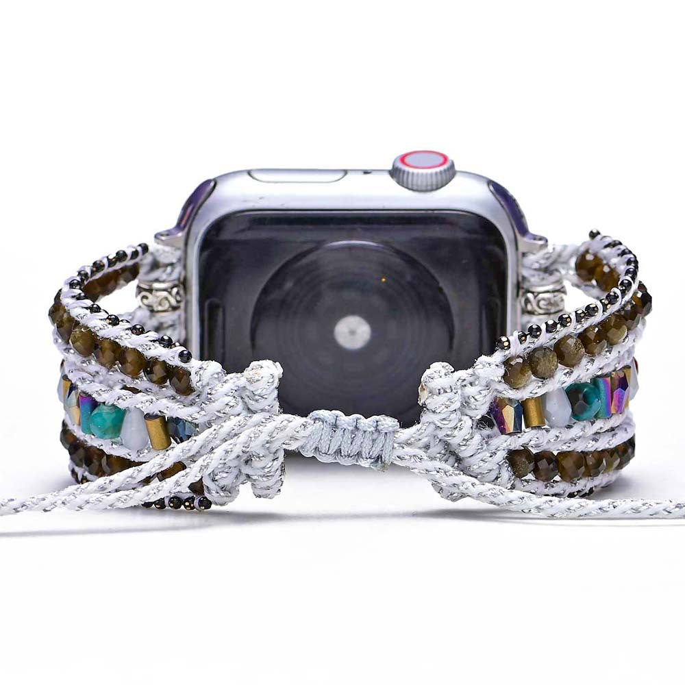 Foreign trade e-commerce new obsidian natural stone woven apple watch strap bohemian style apple watch strap wholesale