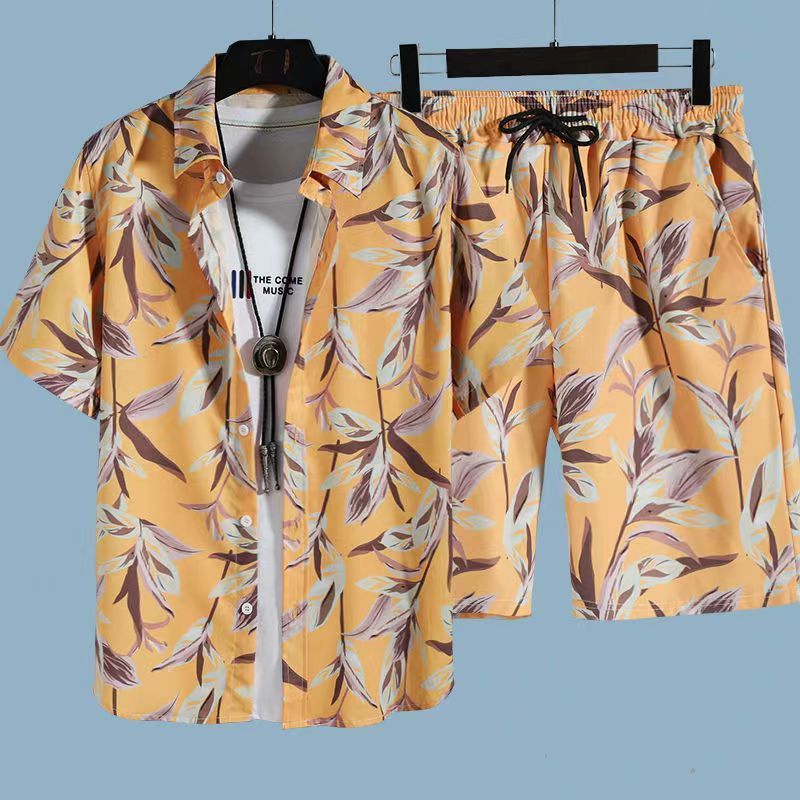 Men's Hawaiian Floral Shirt & Shorts Beach Set | Aladinae