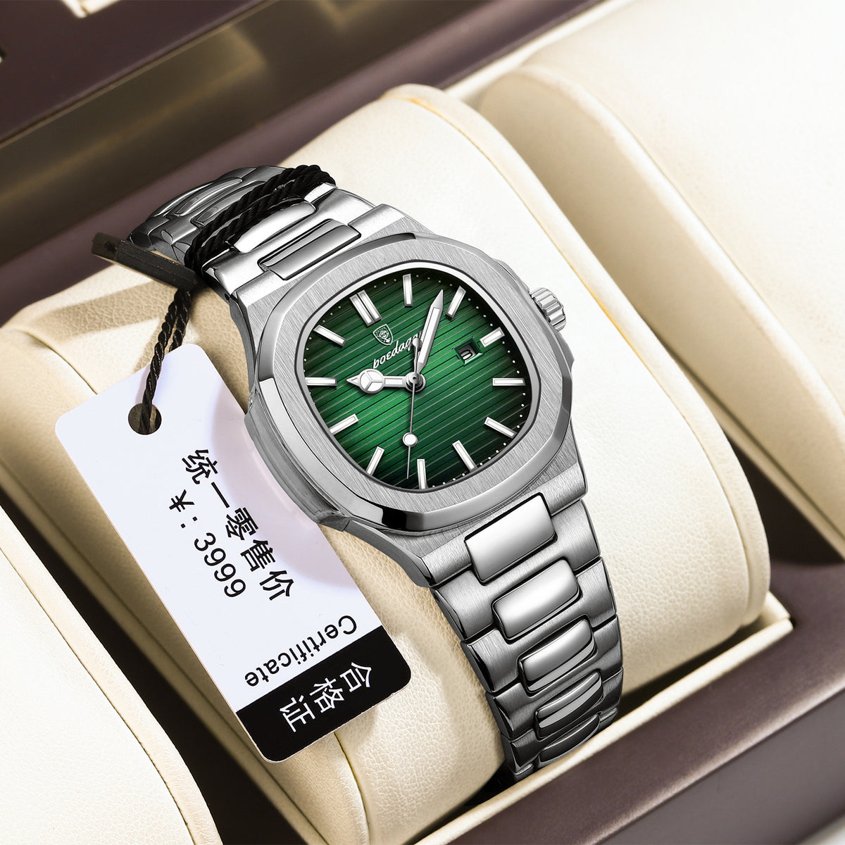 Women's Two-Tone Blue Quartz Watch - Square Dial