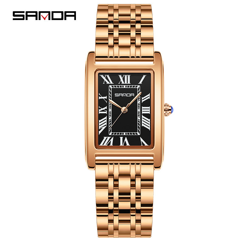 Men's Coffee Silver Rectangular Watch - Roman Numerals