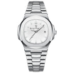 Men's Green Dial Quartz Watch - Waterproof, Steel Strap