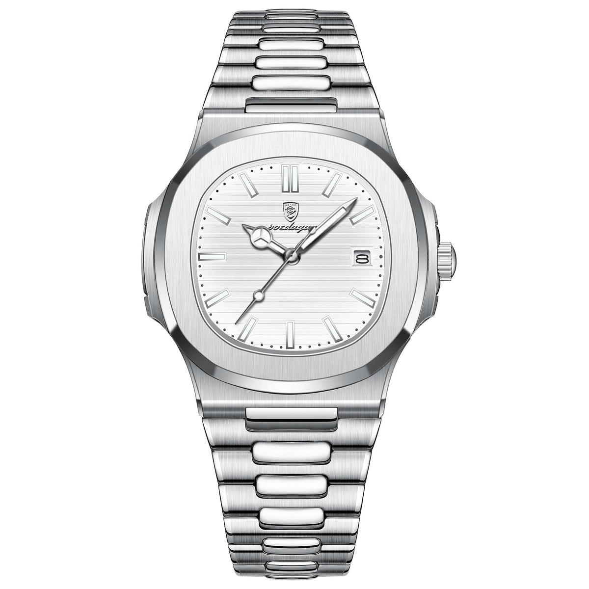 Men's Green Dial Quartz Watch - Waterproof, Steel Strap