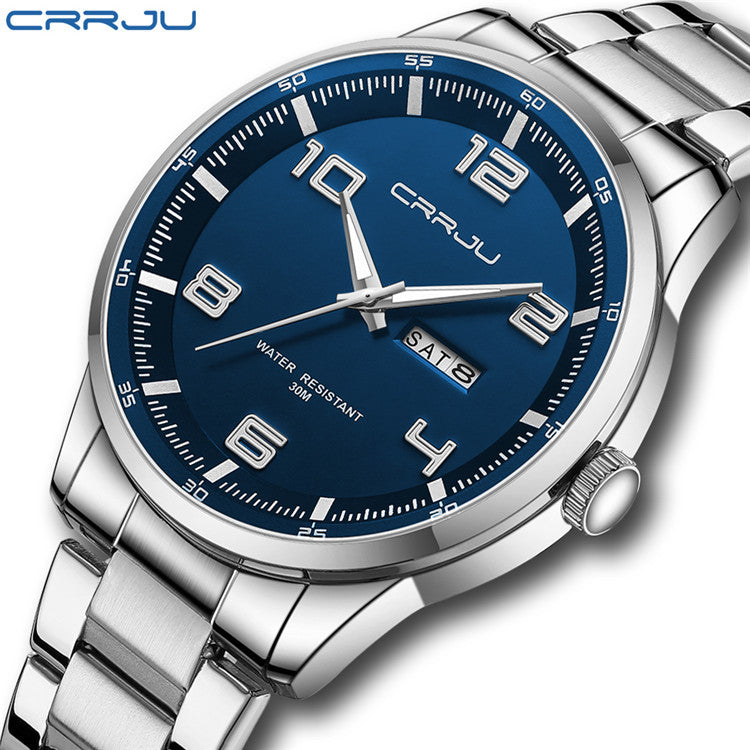 Men's Steel Watch - Calendar, Waterproof