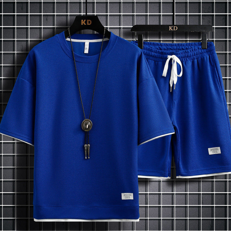 Men's Waffle Knit Casual Set – Shirt & Shorts | Aladinae