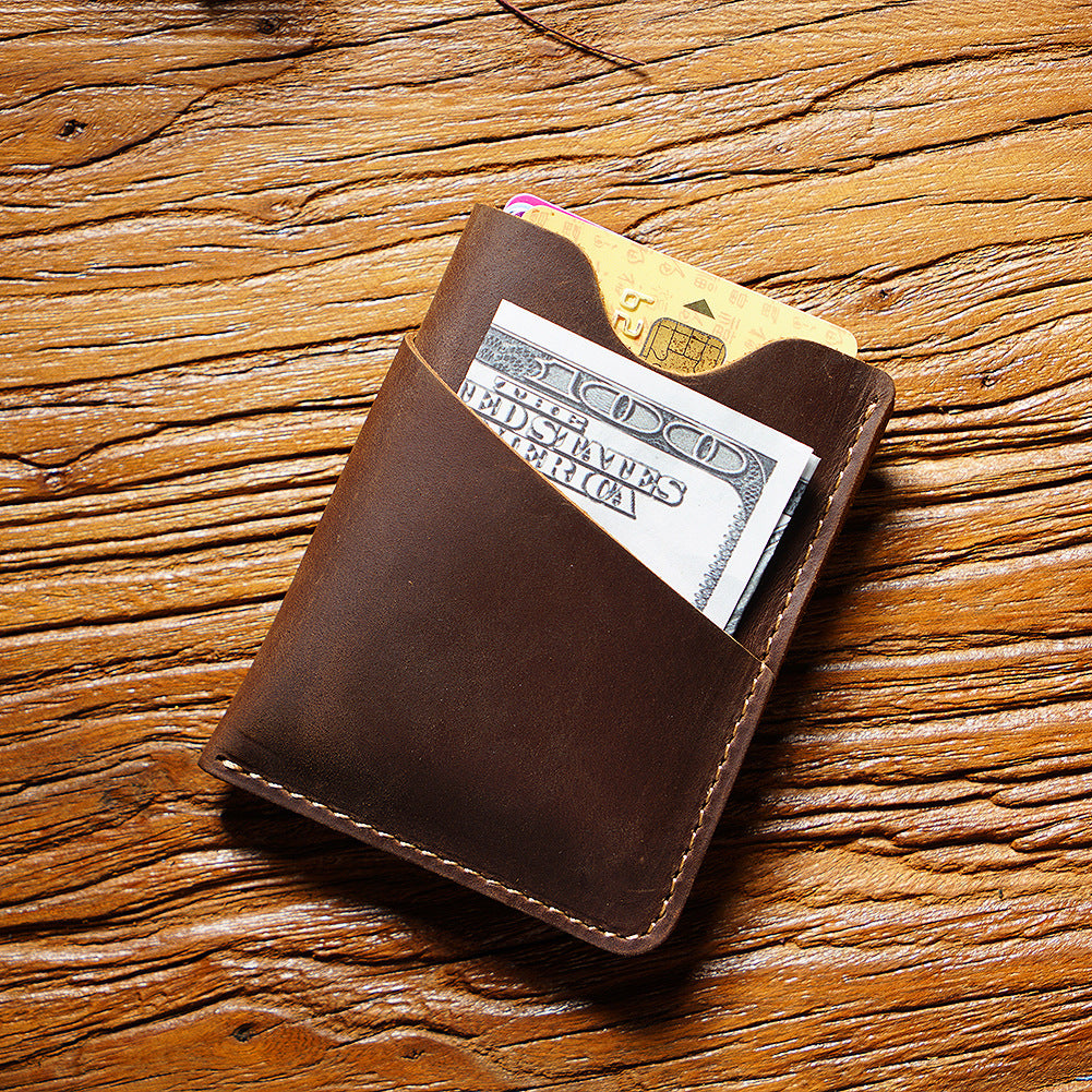 Men's Crazy Horse Leather Card Holder & Coin Purse | Aladinae