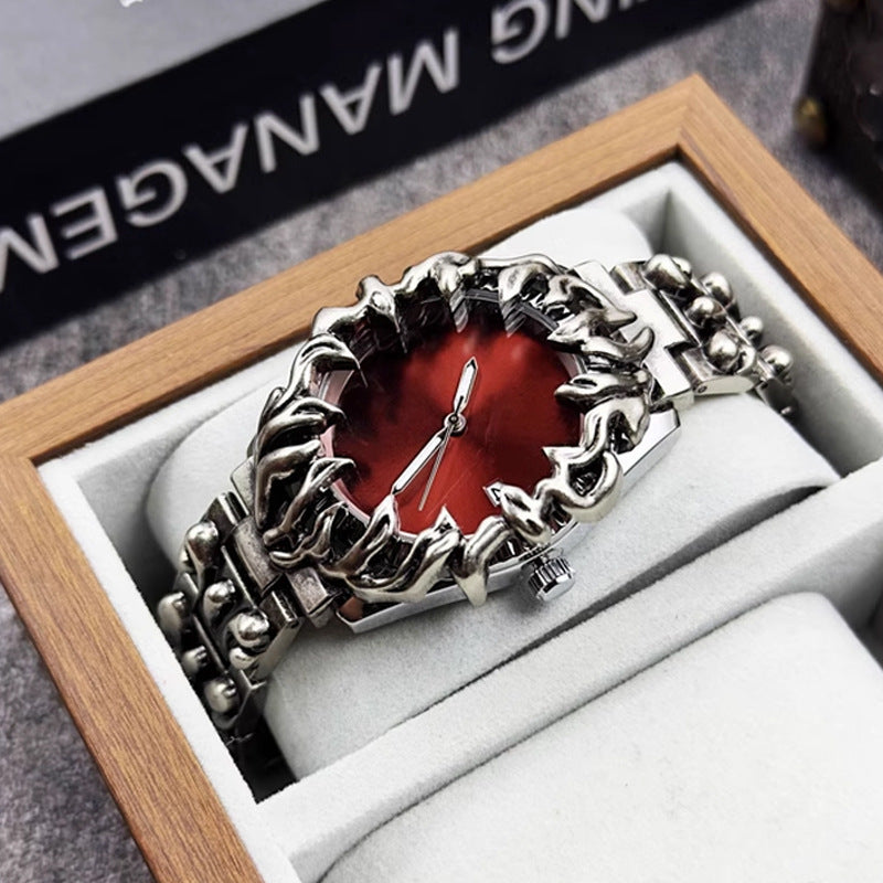 Claw-shaped watch, alabaster style, retro, Y2K, European and American style, unique, high-end, Instagram-worthy, niche watch.