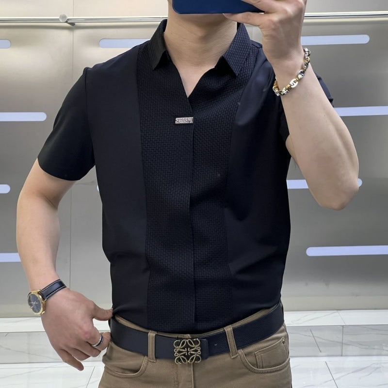 Men's Black & White Color Block Shirt – Slim | Aladinae
