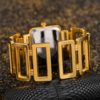 Women's Gold Silver Rectangular Dial Watch - Bracelet Style