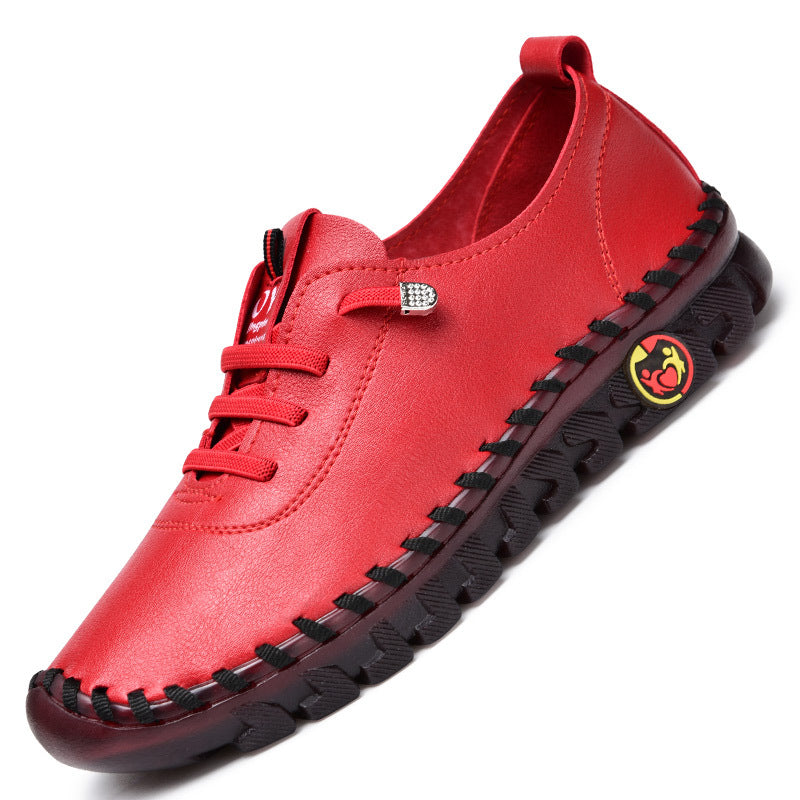 Cross-border explosive style handmade tendon soft sole mother shoes women's 2022 spring and summer new independent station flat single shoes casual shoes
