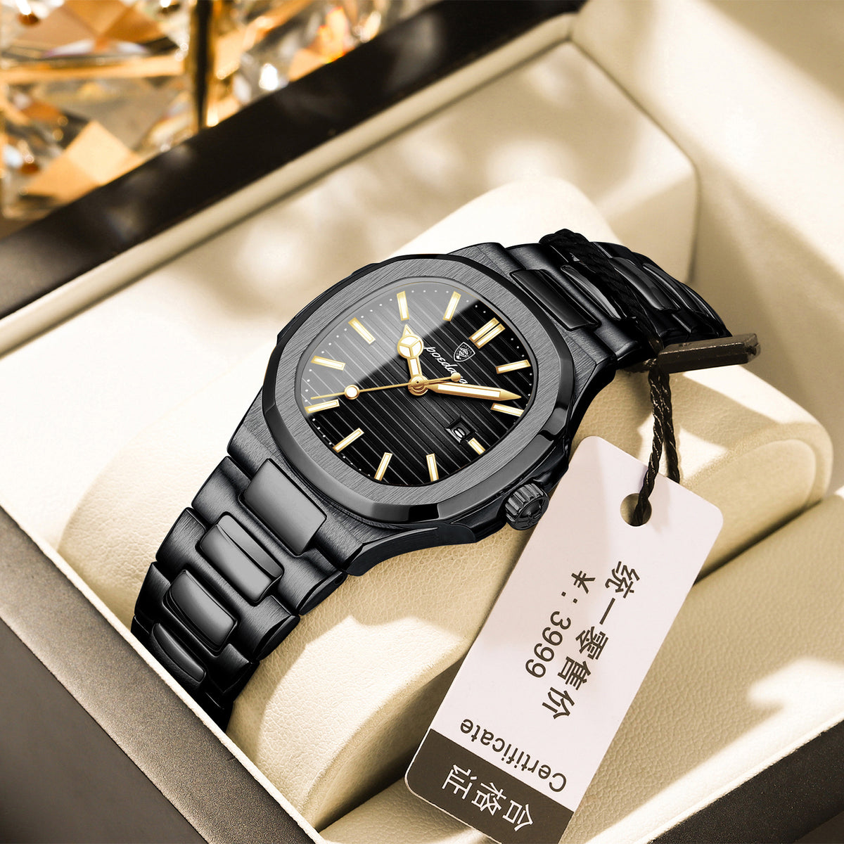 Women's Gold Blue Quartz Watch - Steel Band, Waterproof