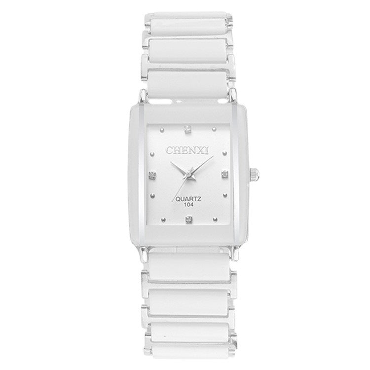 Women's Black Ceramic Square Watch - Quartz, Luminous