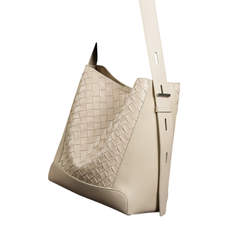 Cowhide hand-woven tote bag new style genuine leather commuter large capacity fashion shoulder bag messenger bag for women