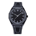Black Silicone Quartz Watch - Large Dial, Waterproof