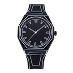 Black Silicone Quartz Watch - Large Dial, Waterproof