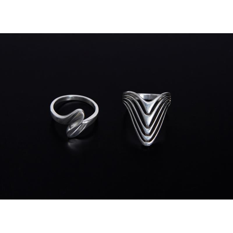 Trendy Home Collection Handmade KIKO Style TAXCO Streamlined Wave Hollowed-Out BADGE Vintage Ring