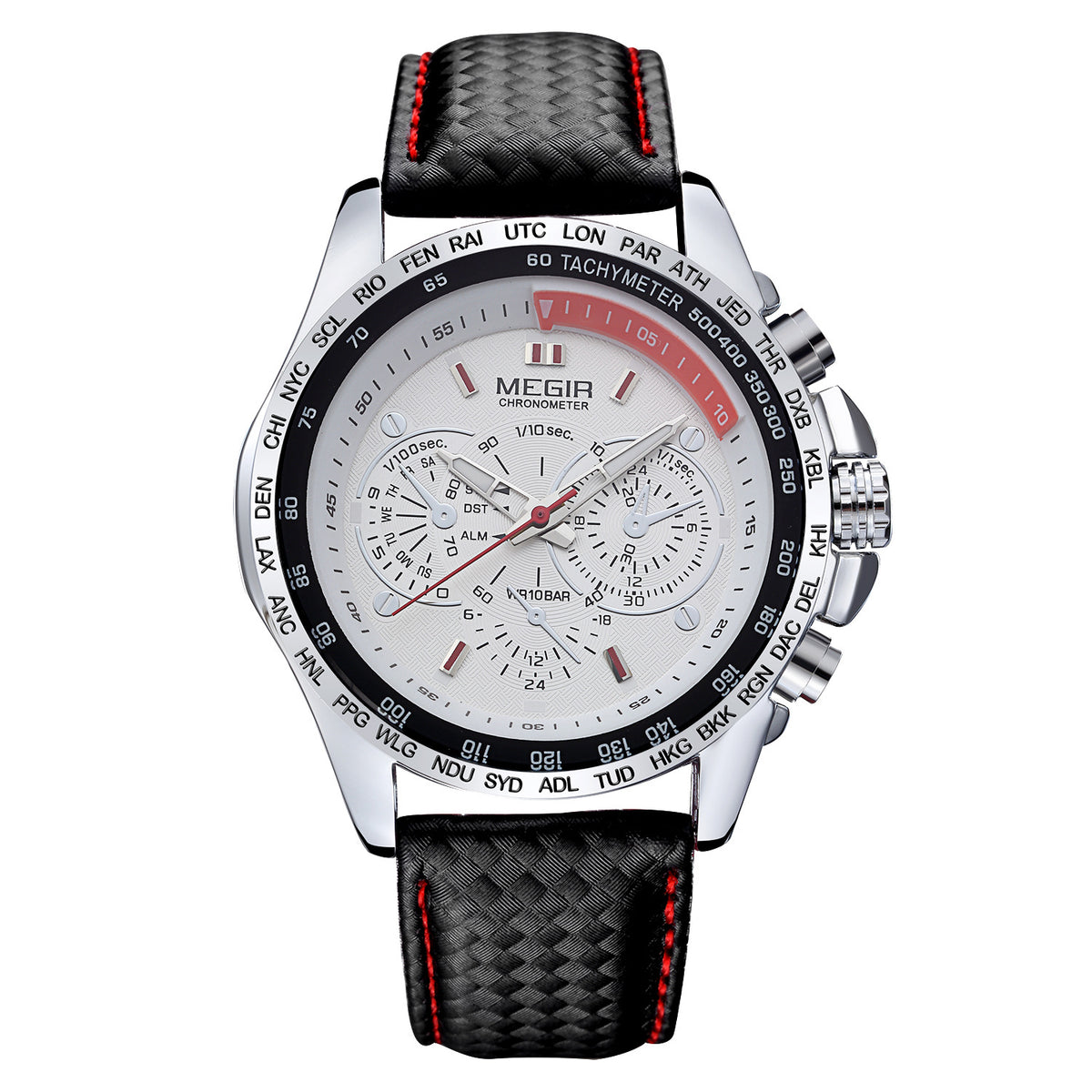 Men's Black Steel Multi-Hand Quartz Watch - Waterproof