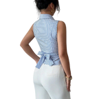 Cross-border European and American striped sleeveless shirt, 2025 summer, tie-waist slimming vest shirt, eBay foreign trade women's clothing