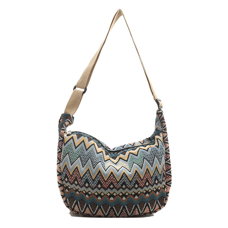 Crossbody bag for women 2024 spring and summer new large capacity canvas shoulder bag versatile college students commuting dumpling bag
