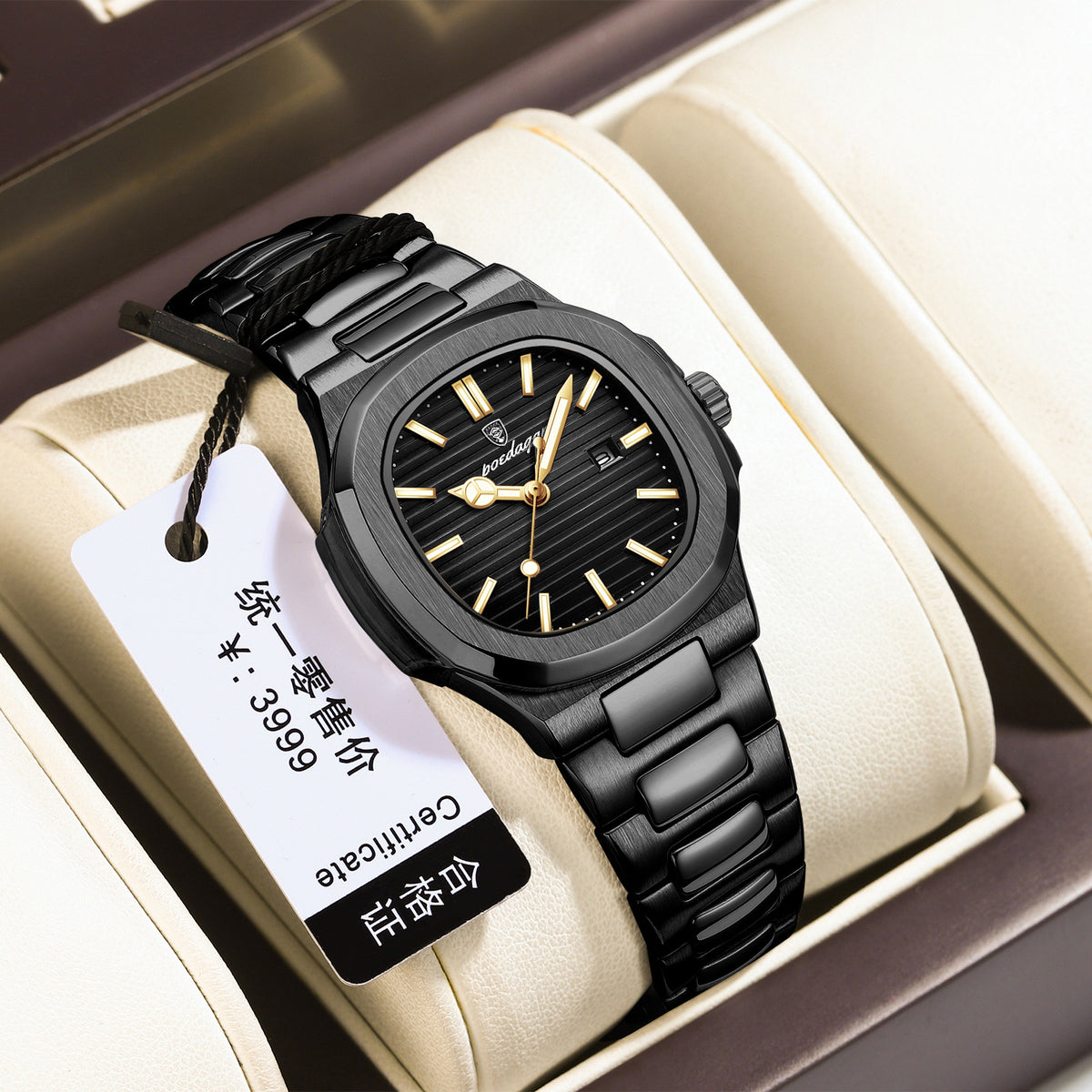 Women's Two-Tone Blue Quartz Watch - Square Dial