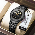 Women's Gold Blue Quartz Watch - Steel Band, Waterproof