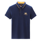 Men's Rose Red Embroidered Polo Shirt | Aladinae