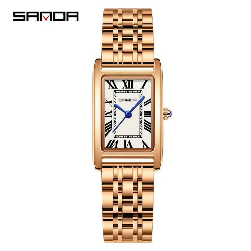 Men's Coffee Silver Rectangular Watch - Roman Numerals