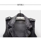 Denim vest women's autumn thin all-match tops vest women's short Korean style outerwear women's waistcoat new western style