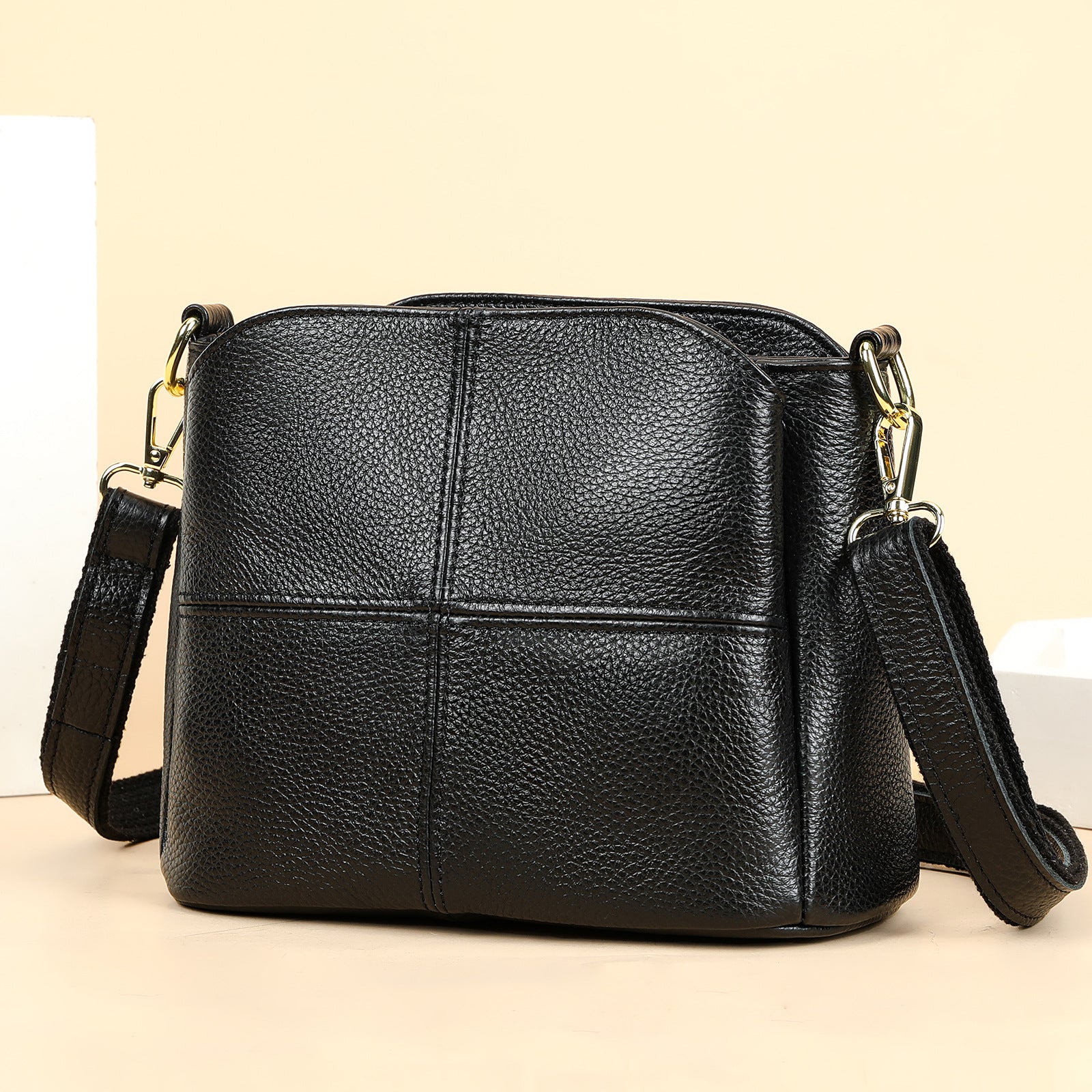 Multifunctional genuine leather handbag messenger bag for women, large capacity, high-grade first-layer cowhide versatile messenger bag for women