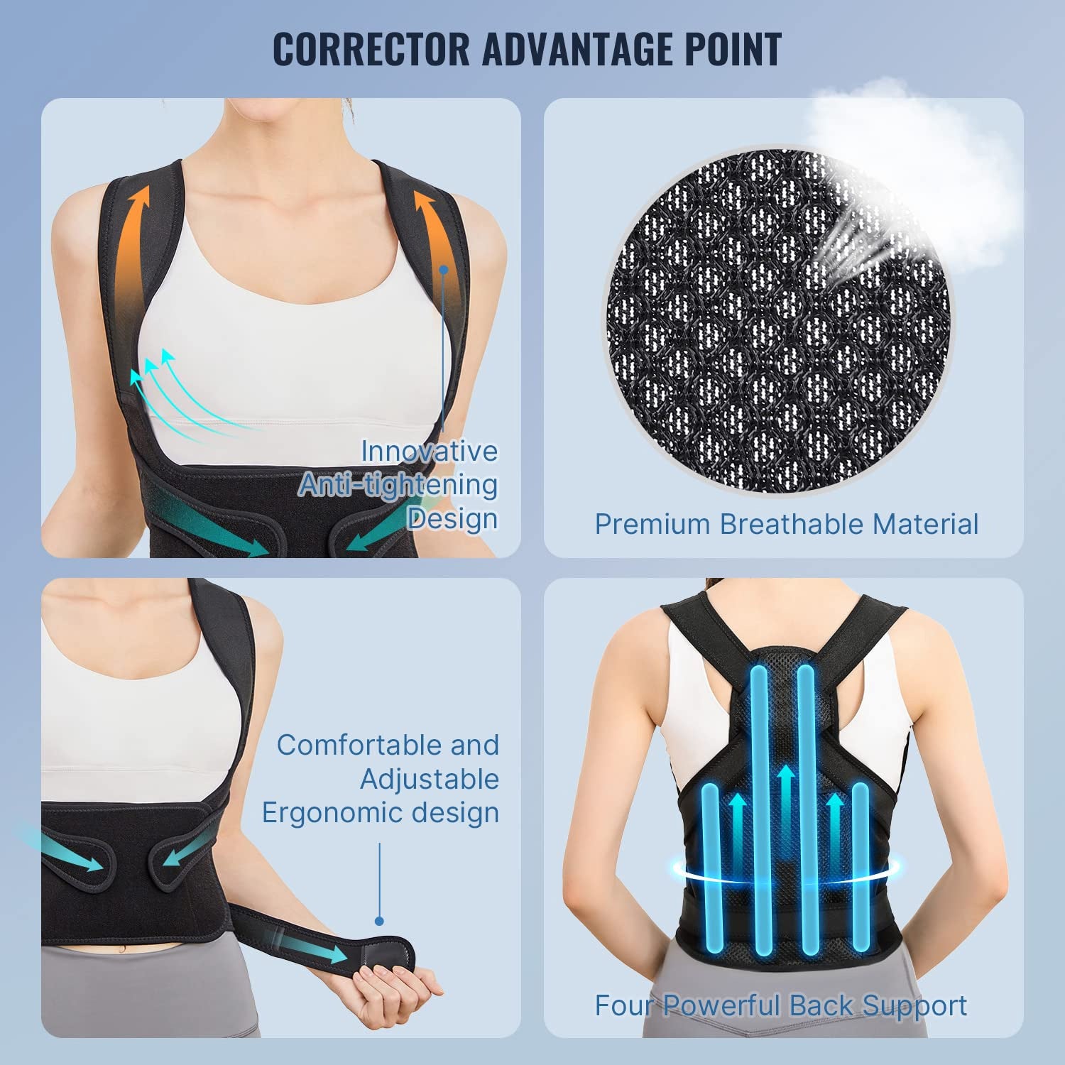 Amazon correction artifact anti-tuo back correction belt adjustable breathable shoulder open spine booster chest sitting posture correction belt